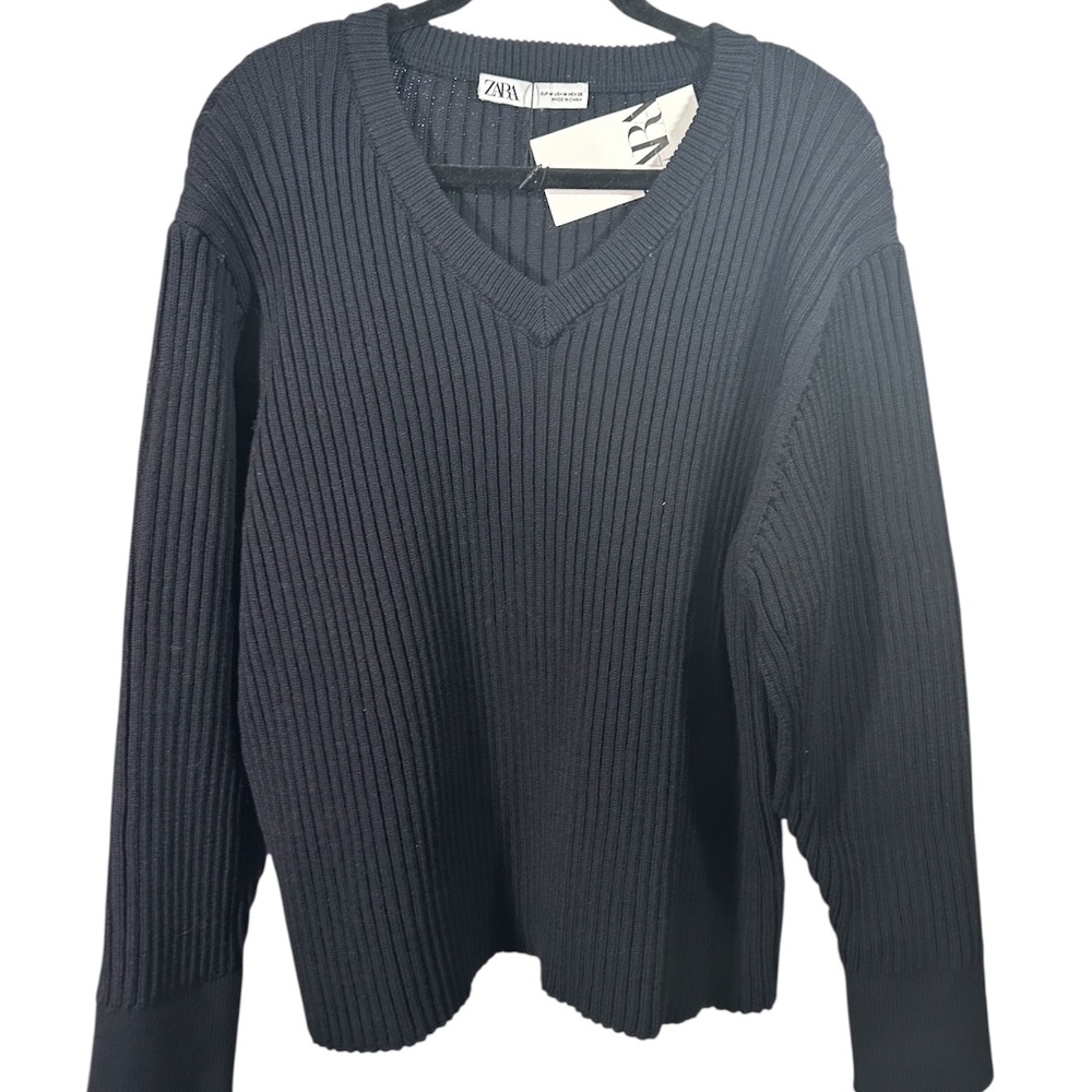 ZARA V Neck Black Sweater Long Sleeve